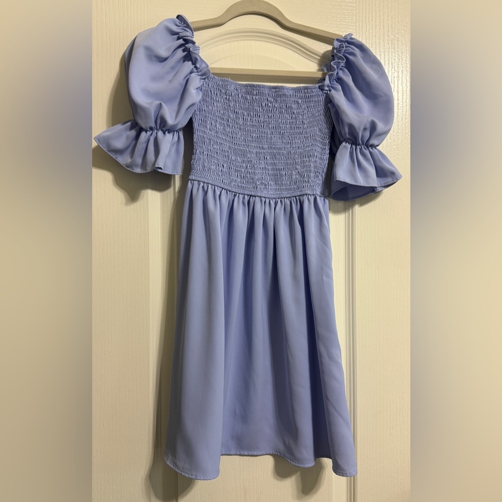 Light Blue Puff Sleeve Dress